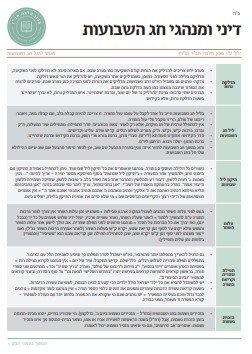 דיני ומנהגי חג השבועות