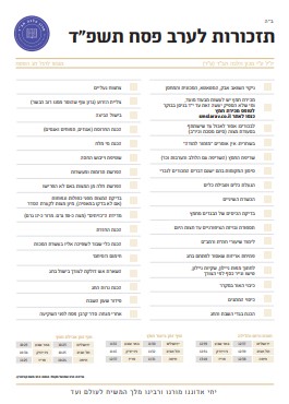 תזכורות ערב פסח תשפ"ד